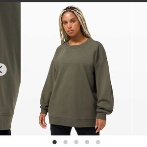 Lululemon Perfectly Oversized Crew Pullover Sweatshirt Army Green Size 4